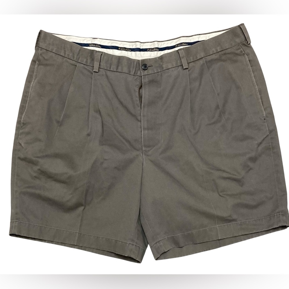 Brooks Brothers Mens Chino Pleated Front 7” Shorts In Olive Green Sz 42  Waist